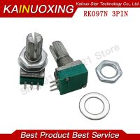 5pcs 3pin RK097N B5K B10K B20K B50K B100K single linked potentiometer audio potentiometer handle 15mm 5K 10K 20K 50K 100K WATTY Electronics