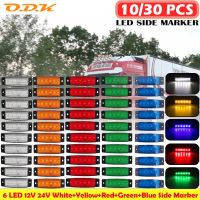 10PCS 30PCS 12V 24V 6 SMD LED Side Marker Light Indicators Turn Signal Rear Warning Tail Stop Side Lamp Car Trailer Truck Lorry