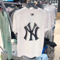 MLB เสื้ออกพิมพ์ลาย NY แบบคู่เสื้อยืดแขนสั้นแบบมาตรฐาน