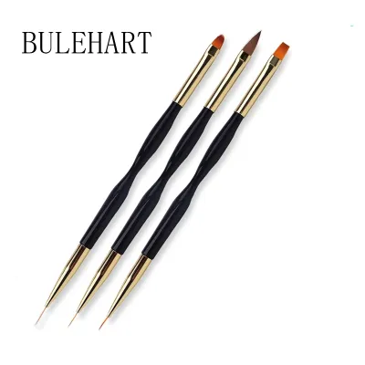 3 Pcs 2 IN 1 Manicure Brush 7/9/11mm Thin Stripe Uv Gel Brushes Nail Art Drawing Painting Pen