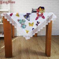 Corinada 2021 Newest Elegant Lace Trimming Decorative Butterfly Jacquard Tablecloth With Wide Embroidered