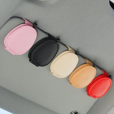 Klip kacamata hitam magnetik Visor mobil klip gantungan kacamata kulit portabel Aksesori Interior mobil klip dudukan kacamata