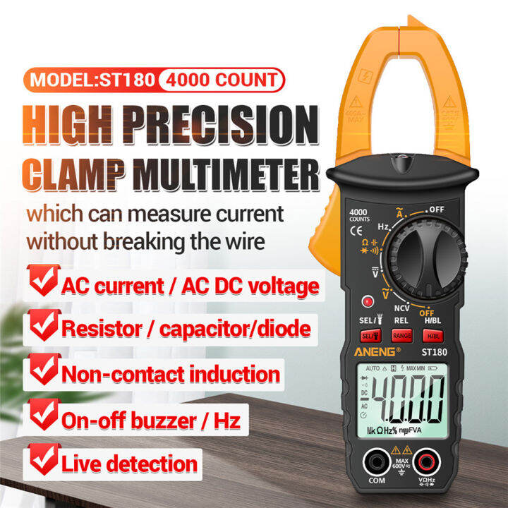 ส่งจากไทย-aneng-st180-4000นับสมาร์ทดิจิตอลแคลมป์มิเตอร์วัดกระแส-dc-แอมป์มิเตอร์-ac-แรงดันไฟฟ้าโวลต์มิเตอร์-ohmmeter