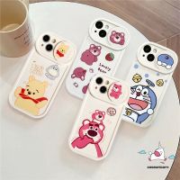 เคสโทรศัพท์มือถือ แบบนิ่ม ลายการ์ตูนโดราเอมอน สตรอเบอร์รี่ หมี วินนี่ เดอะ พูห์ ป้องกันกล้อง สําหรับ IPhone 13 12 MAX 7plus 7 8 XR X XS