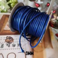 3MM #142 (มีให้เลือกสองขนาด) เชือกหนัง เชือกแว๊กซ์ เกาหลี เส้นกลม 3 มิล สีน้ำเงิน / 3mm Polyester cord / wax cotton rope string Thin leather DIY Handmade Beading Bracelet Jewelry