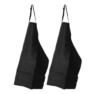 2 Pack Polyester Adjustable Bib Apron with 2 Pockets Cooking Kitchen Aprons for Women Men Chef,Black