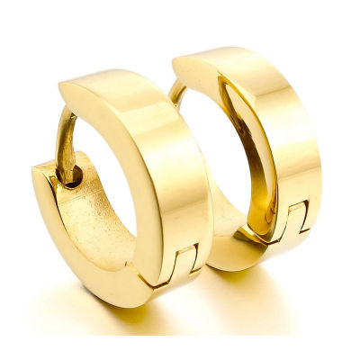 Stainless steel stud plugs hoop earrings Ear studs Gold unique polished men