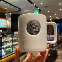 Starbucks ถ้วยกาแฟสีขาวปลูกเหรียญทองแดงป้ายแก้วขนาดใหญ่ความจุถ้วยกาแฟเซรามิกย้อนยุคของขวัญ