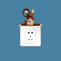 Simple Art Resin Cartoon Monkey 3d Three-dimensional Switch Sticker Home Socket Decorative Wall Sticker Switch Protective Sleeve Wall Stickers Decals