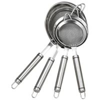 Stainless Steel Strainer Heavy Duty Multipurpose Spider Strainer Colander Oil-Frying Filter Skimmer, 4PCS