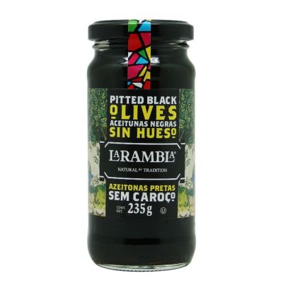 Premium import🔸( x 1) LA RAMBLA Pitted Black Olives 235 g. มะกอกดำไร้เมล็ด - LR46