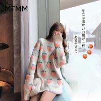 MTM323 ฤดูหนาวใหม่พีชสีขาว jacquard เสื้อกันหนาวผู้หญิงหลวมสวมใส่ฤดูใบไม้ร่วงและฤดูหนาวหนาภายในแฟชั่น bottoming