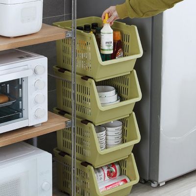 【CC】∏✱◘  Storage Basket Multifunctional Capacity Space-saving Stackable Fruit Vegetable Shelf Supplies