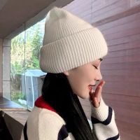 หมวกทรง Beanie กันลมหมวกฤดูหนาวผู้หญิงสีสันสดใสหมวกขนสัตว์อบอุ่นสามพับได้ขนกระต่ายนุ่มใส่สบาย