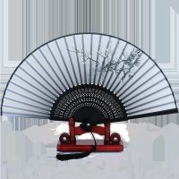 Folding Fan Chinese Style Silk Fan Summer Portable Female Dance Fan Bamboo Antique Hand Fans Durable Household Home Decoration