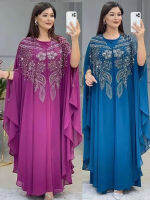 ฤดูร้อนแอฟริกันมุสลิม caftan abaya ชุดผู้หญิงลูกปัดเพชร2ชิ้นชุดโมร็อกโก Kaftan ชีฟองอิสลามแขนค้างคาวยาว dre. SSS