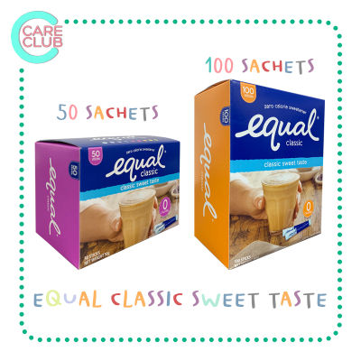 Equal Classic Sweet Taste 50,100Sachets อิควล ผลิตภัณฑ์ให้ความหวานแทนน้ำตาล 50และ100 ซอง