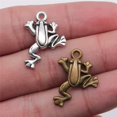 【CC】卐  WYSIWYG 20pcs 23x17mm Pendant Frog Pendants Jewelry Making Antique Color