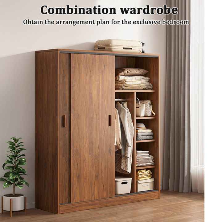 Large size wooden multifunctional closet Sliding door clothing storage