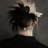 Gothic Black White Snake Hair Stick Jewelry Hairpin China Ancient Style Hair Clip Women Fashion Headwear Party Hair Accessories Haberdashery