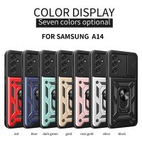 สำหรับกล้อง Samsung Galaxy A14เคสโทรศัพท์5G ดันกระจกป้องกันกล้องเกราะกันกระแทกฝาปิดมีที่ยึดวงแหวนแม่เหล็ก