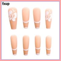 FXUP 24ชิ้น/กล่องนักบัลเล่ต์คลุมทั้งหมดเล็บปลอมเล็บเทียมเรื่องผีเสื้อโลงยาวสวมใส่เล็บปลอม