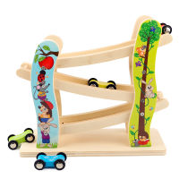 Kids Wooden Toys Car Race 3 Tracks Toy Car Ramp Race Track Toddler Baby Toys Kids Turn back Ramp Car Racing Games Gift