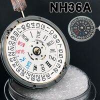 SEIKO ญี่ปุ่น NH36/NH36A สีดำสีขาวการเคลื่อนไหวอัตโนมัติไขลานอัตโนมัติวันที่/วันการตั้งค่า24อัญมณีนาฬิกาอะไหล่