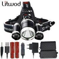 【lz】◘✷  Litwod dz30 3 t6 8000lm XM-L2 t6 led farol 9000lm luz cabeça da lâmpada frontal lanterna tocha para bateria carregador ac