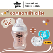 COMBO Ty Ngậm Silicon Siêu Nhẹ Tommee Tippee Ultra Light & Bình Sữa Ty