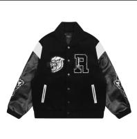 High quality Represent Wool White Tiger Angel Embroidered Loose Leather Sleeves Baseball Jacket Cotton Coat