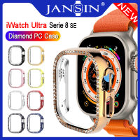 JANSIN เพชรกันชนเคสสำหรับ Apple Watch Ultra 49mm Woman PC Hollow Frame Bumper แฟลช รูปสี่เหลี่ยมขนมเปียปูน เคส i Watch Series 8 SE Ultra 40mm 44mm 41mm 45mm Protective Cover