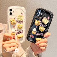 Mrhaha เคสครีมหรือ12C Redmi A1 Plus 9T 9C 9A 10C Note 12 9 10 9S 11 Pro X3 Poco Pro NFC Xiaomi 11 12 Lite Ins แฟชั่นทำด้วยมือสติกเกอร์กระต่ายสีดำใสสวยปกป้องกันซิลิโคน?คลังสินค้าพร้อม