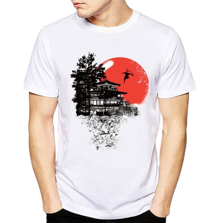 mens-summer-t-shirt-japanese-temple-print-shirt-jump-and-fly-japan-armored-samuri-new-style-100-cotton-gildan