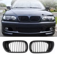 2 pcs Matte Black Racing Grills Front Kidney Double Slat Grill Grille For BMW E46 4 Door 4D 3 Series 2002-2005 Car Accessories