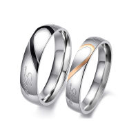 JEWELRY 316L Stainless Steel Silver Half Heart Simple Circle Real Love Couple Ring Wedding Rings Engagement Rings