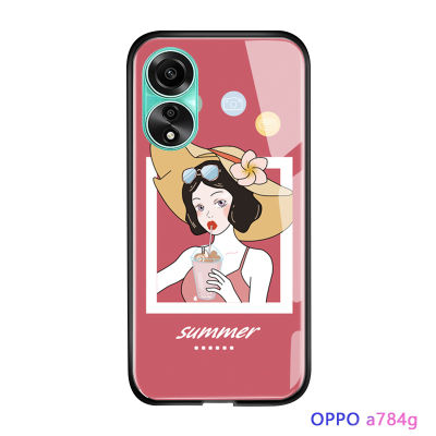 GGK สำหรับ OPPO A78 4G น่ารักสาวๆช่วงเวลาแห่งความสุขหรูหรากระจกเทมเปอร์เคสโทรศัพท์มันวาวปลอกเคสประกบหลังแบบแข็ง