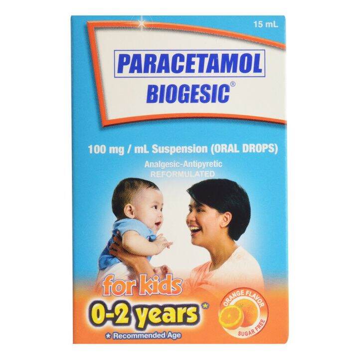 BIOGESIC Paracetamol 100 mg/mL OrangeFlavored Oral Drops 15 mL Lazada PH