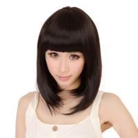 【jw】☂  Bob Short Straight Synthetic Wigs with Bangs Hair for Resistant