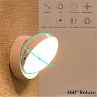 Motion Sensor 360° Rotation LED Wireless Light Bedroom Lamp USB Rechargeable Energy-Saving Automatic Body Induction Lamp PIR Ceiling Lights