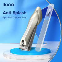 LLANO 2pcs กรรไกรตัดเล็บพร้อม Nano Glass ไฟล์เล็บ Anti-splash เครื่องตัดเล็บมือเล็บเท้าเครื่องตัดเล็บสแตนเลสเล็บเท้าเครื่องมือ