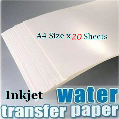 (20แผ่นล็อต) A4ขนาดอิงค์เจ็ทน้ำสไลด์รูปลอกโอนกระดาษพื้นหลังสีขาวโอนกระดาษ waterslide รูปลอก printingpaper