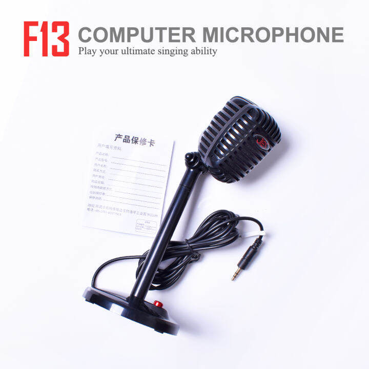 f13-microphone-ไมค์โครโฟน-เชื่อมต่อด้วยแจ็ค-aux-3-5-mm-ใช้งานได้หลากหลายอุปกรณ์