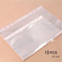 10Pcs A5 A6 Transparent File Holder Notebook 6 Hole Loose Leaf Pouch DIY Document Bag Binder Rings PVC Storage Binding Folder