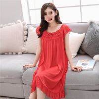 silk nightgown ladies summer short-sleeved chiffon plus 200 jins ice pajamas mast yards