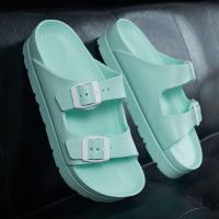 Platform Sandals Women 2021 Summer Thick Bottom Flat Platform Candy Color Two Buckle Mule Slippers Plastic Slides