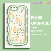 Jjlingji เคสสำหรับ OPPO เคส A3s A12E A5 Realme เคส C1แฟชั่นดอกไม้สดใหม่ดีไซน์ใหม่ขอบคลื่นเคสมือถือกันกระแทกแบบใสนุ่มโปร่งใสลายกล้องถ่ายรูปกรอบป้องกันอย่างเรียบง่าย