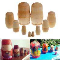 Banbi ตุ๊กตาแม่ลูกดกไม้ DIY 5ชิ้น/เซ็ต,ของเล่นไม้เปล่า Embryos Matryoshka