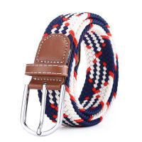 60 Colors Men Women Casual Knitted Pin Buckle Belt Woven Canvas Elastic Expandable ided Stretch Belts Plain Webbing Strap