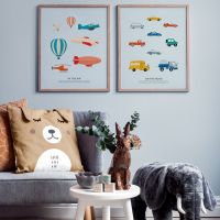 Cartoon Transportation Vehicle Car Wall Art Canvas Painting Airplane Poster and Print Nursery Pictures Boys Kids Room Decoration